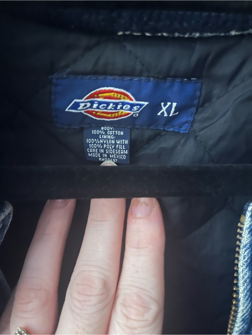 vintage 90s Dickies Denim Varsity Bomber Jacket XL - Picture 3 of 6